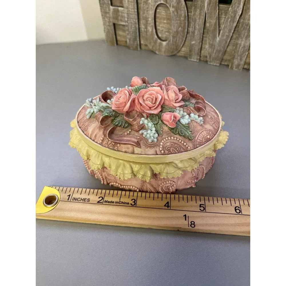 The San Francisco Music Box Company Oval Rose‎ Music Box Trinket Dish